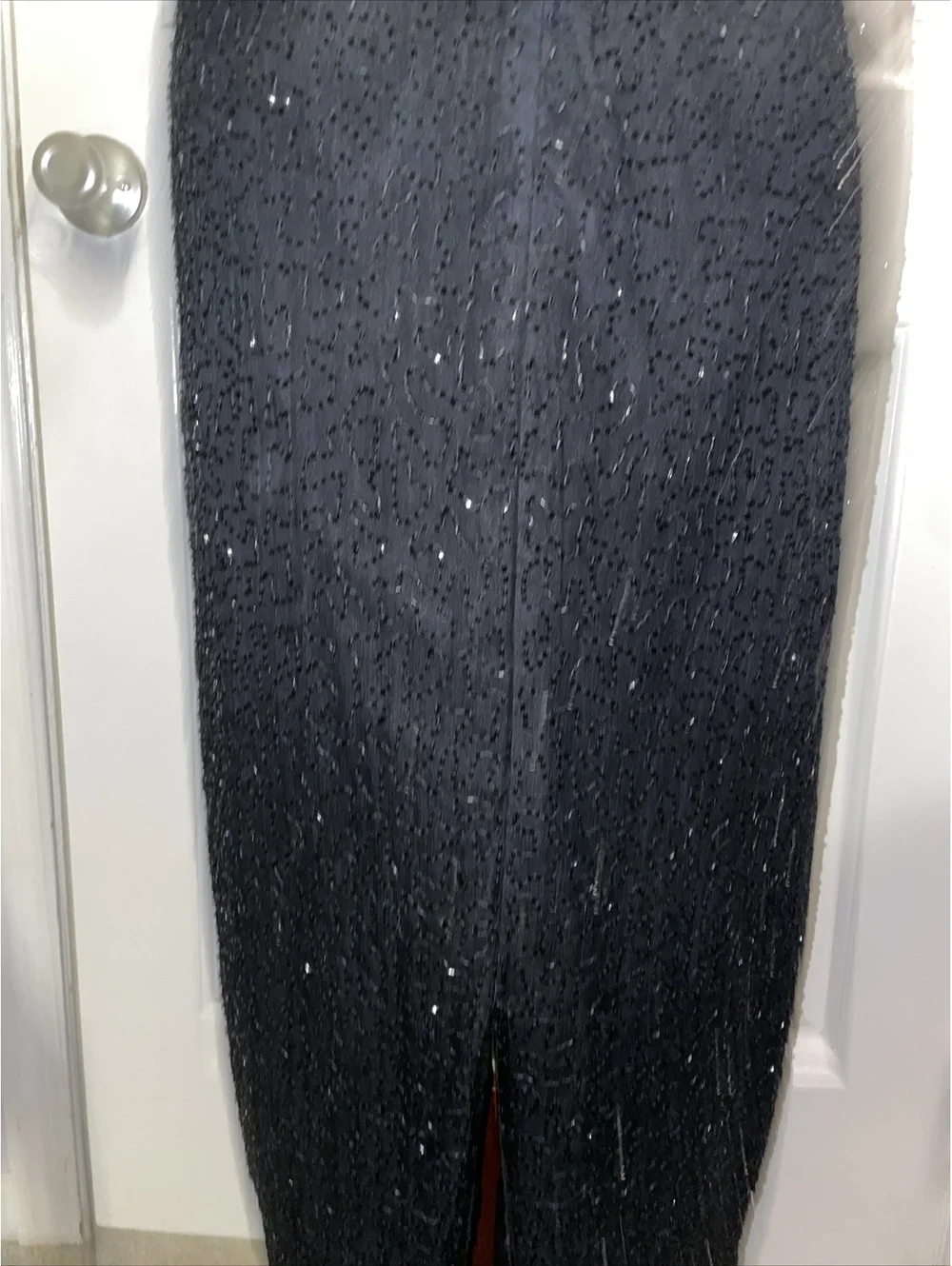 Laurence Kazar NewYork 100% Sequin Silk Dress Black Floral Small Formal Lined
